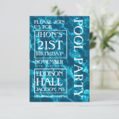 青い海プールパーティー誕生日の招待 招待状 (スタンド正面)