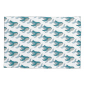 青い海ホエールパターン 枕カバー (裏面)