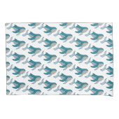 青い海ホエールパターン 枕カバー (正面)