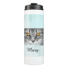 青い海下の猫の顔 タンブラー