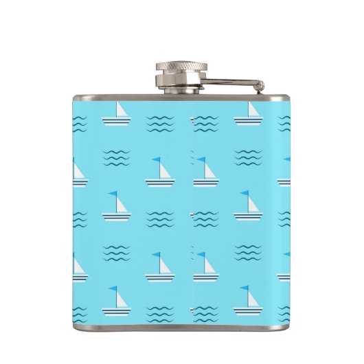 青い海型の帆船 フラスク (裏面)