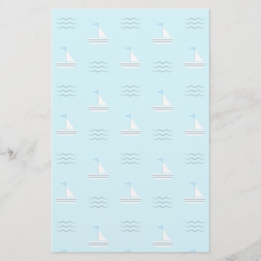 青い海型の帆船 便箋 (正面)