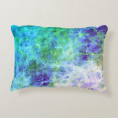 青い海抽象芸術ブロック アクセントクッション (裏面)