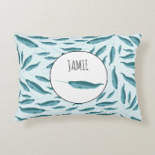 青い海模様 アクセントクッション (正面)