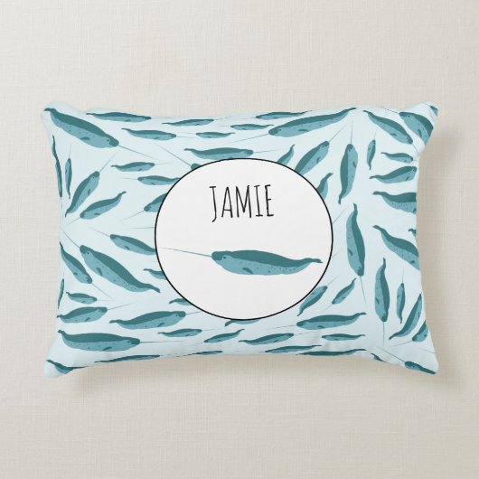 青い海模様 アクセントクッション (正面)