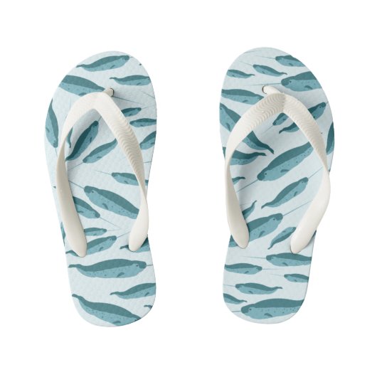 青い海模様 キッズビーチサンダル (フットベッド)