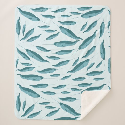 青い海模様 シェルパブランケット (正面)