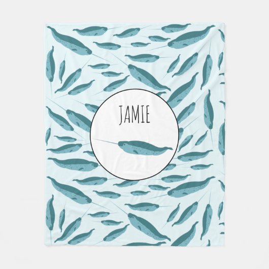 青い海模様 フリースブランケット (正面)