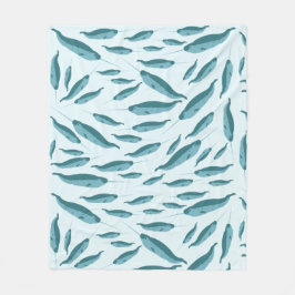 青い海模様 フリースブランケット