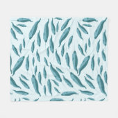 青い海模様 フリースブランケット (正面(横))