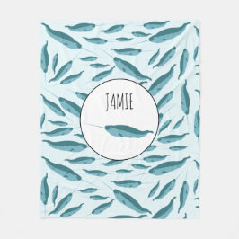 青い海模様 フリースブランケット