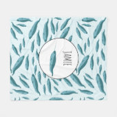 青い海模様 フリースブランケット (正面(横))