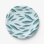 青い海模様 ペーパープレート (正面)