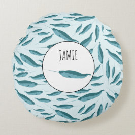 青い海模様 ラウンドクッション