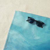 青い海水彩海岸の白いカメ ビーチタオル (インサイチュ)