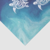 青い海水彩海岸の白いカメ 薄葉紙 (詳細)