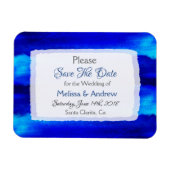 青い海水結婚式の日付磁石を保存 マグネット (横)