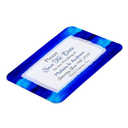 青い海水結婚式の日付磁石を保存 マグネット (左側)