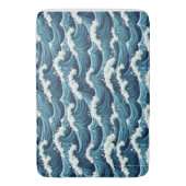 青い海波のパターン バスマット (正面縦)