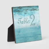 青い海波のビーチ表の番号 フォトプラーク (正面)