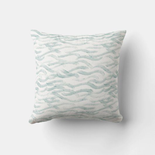 青い海波の水色 クッション (裏面)