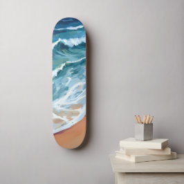 青い海波の水色 スケートボード