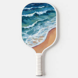 青い海波の水色 ピックルボールラケット