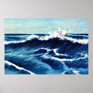 青い海波アート ポスター