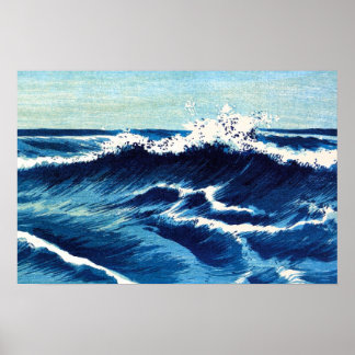 青い海波アート ポスター