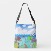 青い海波タコ深いシーコーラルガーデン クロスボディバッグ (裏面)