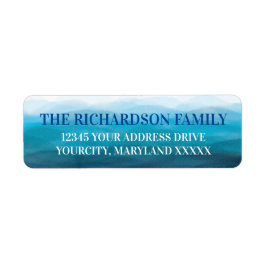 青い海波差出人住所ラベル、海 ラベル