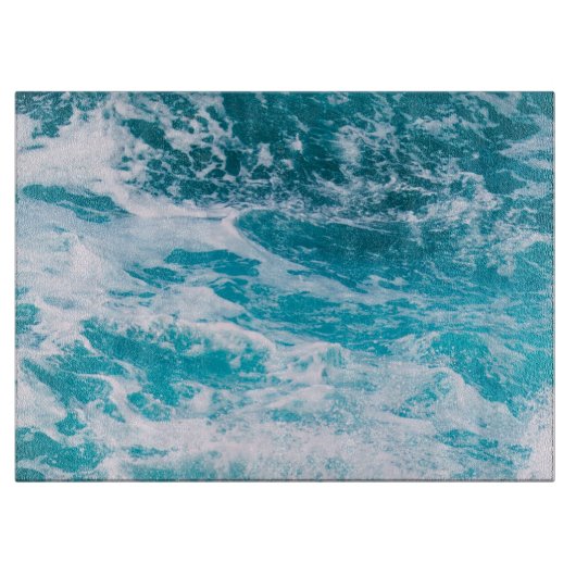 青い海波 カッティングボード (正面)