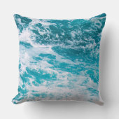 青い海波 クッション (正面)