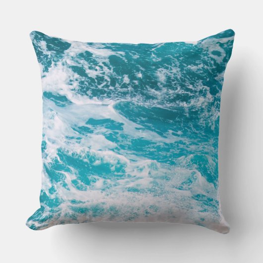 青い海波 クッション (正面)