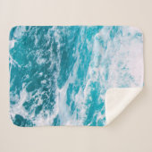 青い海波 シェルパブランケット (正面(横))