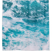 青い海波 シャワーカーテン (正面)