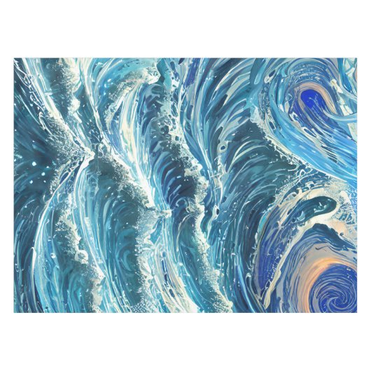 青い海波 テーブルクロス (正面(横))