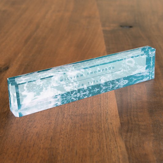 青い海波 デスクネームプレート (側面)