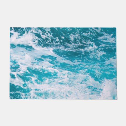 青い海波 ドアマット (正面)