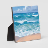 青い海波 | ビーチシーウォーターカラーアート フォトプラーク (正面)