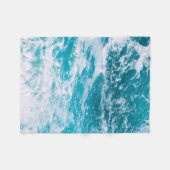 青い海波 フリースブランケット (正面(横))