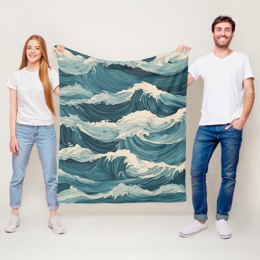 青い海波 フリースブランケット (インサイチュ)