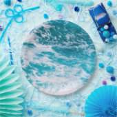 青い海波 ペーパープレート (パーティー)