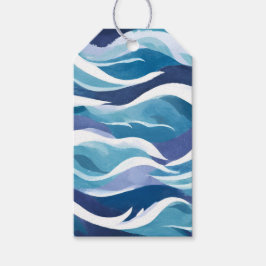 青い海波 | モダン水の色 ギフトタグ