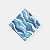 青い海波 | モダン水の色 スタンダードカクテルナプキン (角)