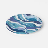 青い海波 | モダン水の色 ペーパープレート (アングル)