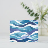 青い海波 | モダン水の色 ポストカード (スタンド正面)