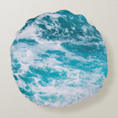 青い海波 ラウンドクッション (裏面)