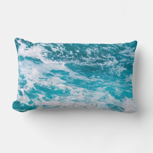 青い海波 ランバークッション (正面)