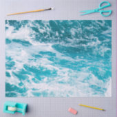 青い海波 薄葉紙 (クラフト)